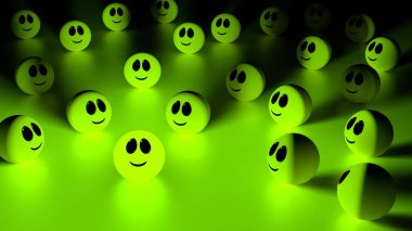 Gülümseyen yüzü kalabalık yeşilden öne