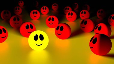 Gülümseyen yüzü kalabalık sarıdan öne