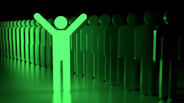 Stand out from the crowd happy glowing green man — Stock Photo, Image