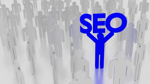 SEO azul se destacan del concepto de multitud — Foto de Stock