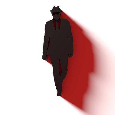 Siyah şapkalı hacker siluet beyaz kırmızı gölgeli