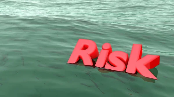 Palabra roja corre el riesgo de nadar en el océano hundiéndose —  Fotos de Stock