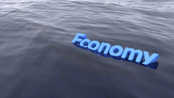 A palavra azul economia nadando no oceano — Fotografia de Stock
