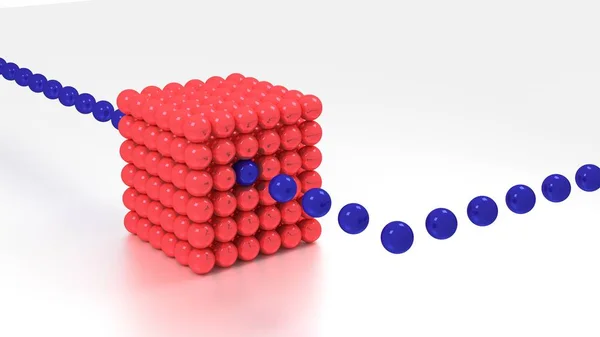Grande cubo rosso fatto di sfere concetto di big data — Foto Stock