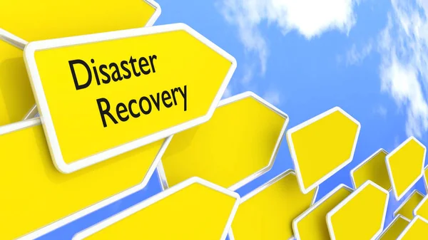 Disaster recovery concept arrows in front of blue sky — Stock Photo, Image