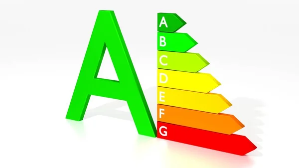 Enorme letra verde A junto al gráfico de eficiencia energética —  Fotos de Stock