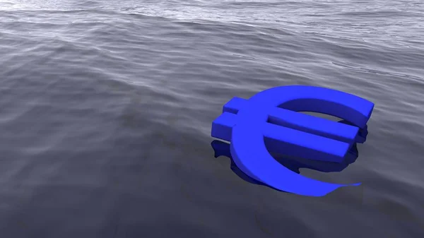 Euro symbol drowning in the ocean economy crisis — Stock Photo, Image