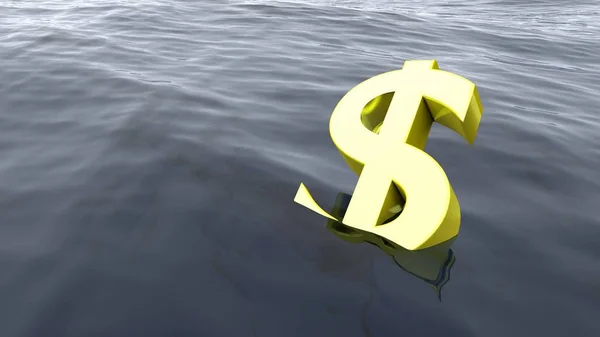 Dollaro annegamento nel concetto di crisi dell'economia oceanica — Foto Stock