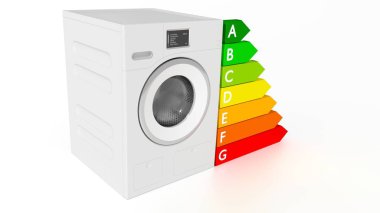 Çamaşır makinesi bir enerji verimliliği grafiğin yanındaki