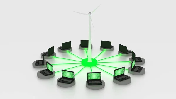 Círculo de portátiles powerd por energía verde —  Fotos de Stock