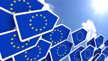 Europe ilk konsept uçan okları güneş doğru bayrak