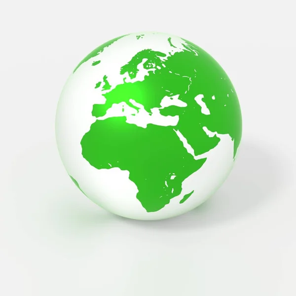 Green globe isolated on white with europe in the spotlight — Stock Photo, Image