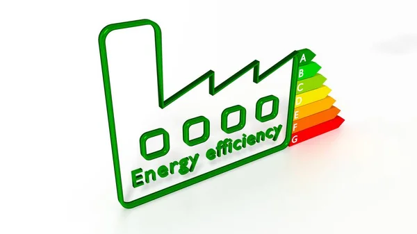 Esquema de fábrica verde junto a un gráfico de eficiencia energética — Foto de Stock