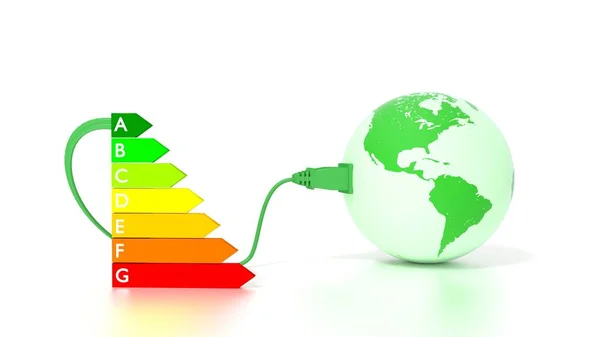 Globe vert montrant nord et sud de l'Amérique efficacité énergétique gr — Photo