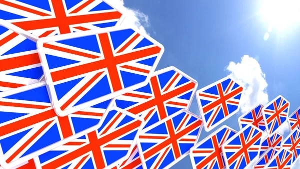 Britain first concept flying flag arrows towards the sun — Stock Photo, Image