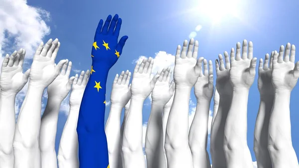 Európa első koncepció kar festett, mint az európai zászló — Stock Fotó