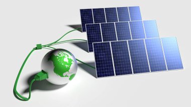 Amerika Birleşik Devletleri için güneş panelleri bağlı yeşil Küre