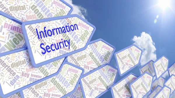 Wordcloud flechas con la palabra seguridad de la información — Foto de Stock