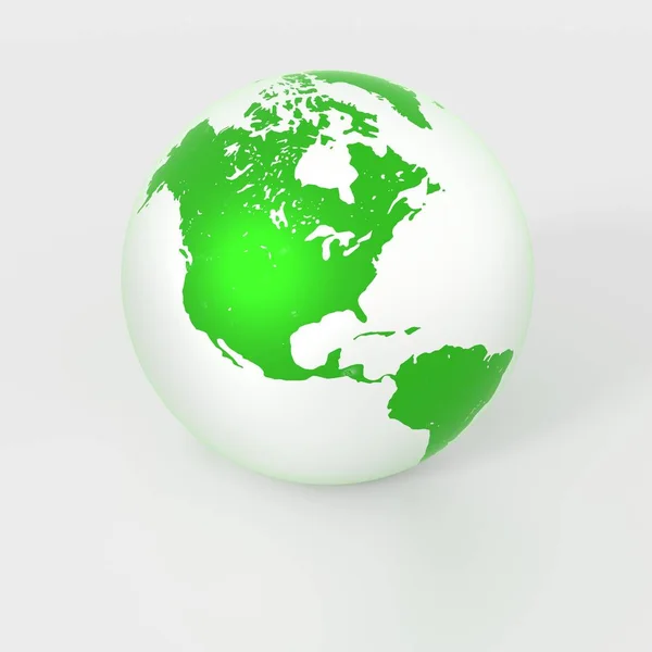 Grøn globus isoleret på hvid med Amerika i rampelyset - Stock-foto