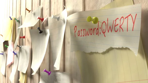 注意使用 qwerty 木制厨房墙上的密码 — 图库照片