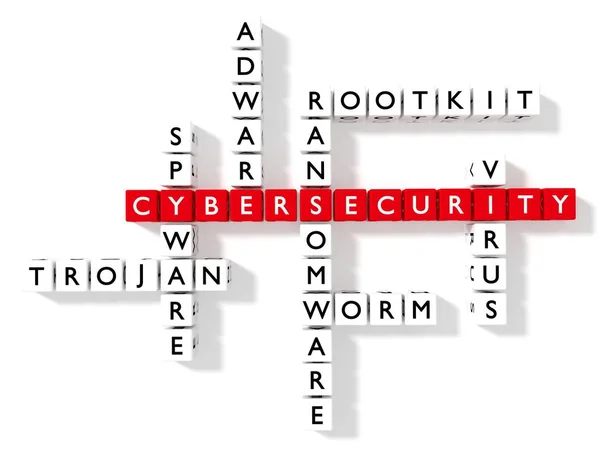 Концепция кибербезопасности с кроссвордом информационной безопасности — стоковое фото