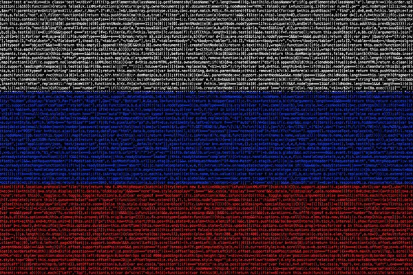Russische vlag bestaat uit dichte computer code cyberveiligheid conce — Stockfoto