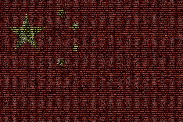 Китайский флаг, состоящий из плотного компьютерного кода — стоковое фото