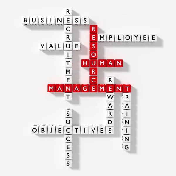 Crossword puzzle with HRM keywords human resource management con — Stock Photo, Image