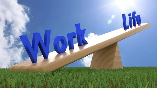 Wippe mit blauen Wörtern Leben und Work-Life-Balance-Konzept — Stockfoto
