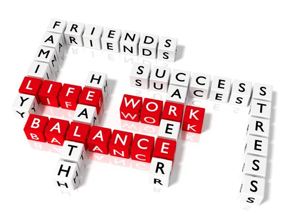 Work life balance crossword puzzle with cubes — Stock Photo, Image