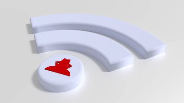 Beyaz Wifi sembolü beyaz backgrou nokta üzerinde kırmızı bir hacker ile