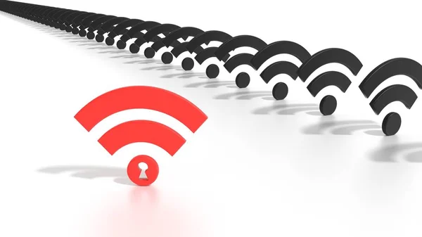 Kırmızı anahtar deliği wifi ağ Wpa 2 güvenlik açığı kavramı kesmek — Stok fotoğraf