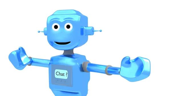 Chatbot 3D ilustración en azul brillante — Foto de Stock