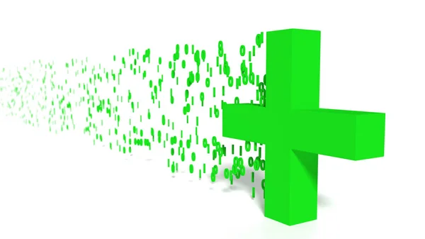 Digitales Gesundheitskonzept Green Cross emittierende binäre Ströme — Stockfoto