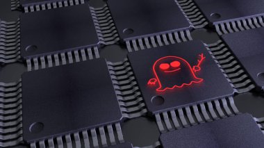 Kılavuz bir CPU bir kırmızı spectre sembolü ile fiş 