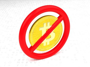 İçinde bitcoin bir rasgele mektup katta engelleyici işaretiyle