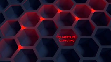 Black honeycomb net with red glowing nodes quantom computing con clipart