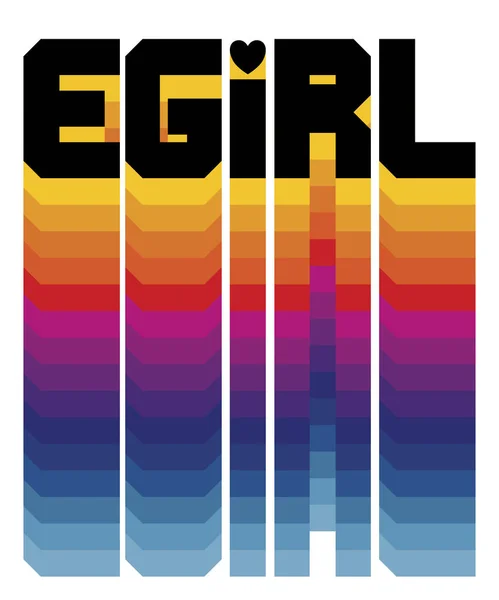 Renkli katmanlı E-girl tasarım başlığı Egirl Stok Resim