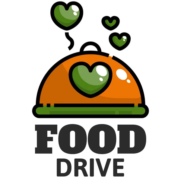 Balloon Heart Food Drive Tray Green Orange White Canned Food — Stock Photo, Image