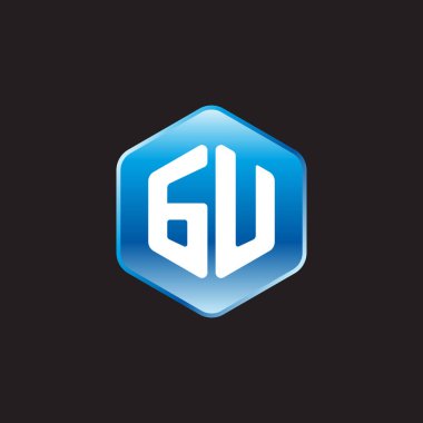 siyah zemin üzerine mavi üye gu ilk beyaz harfler