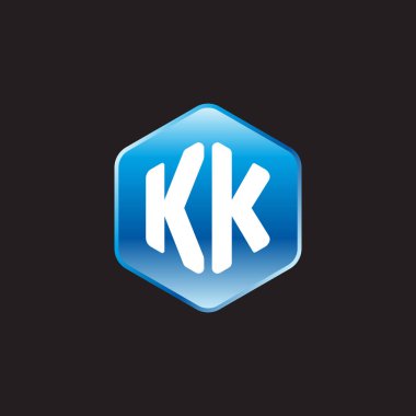 siyah zemin üzerine mavi üye ilk beyaz harflerle kk