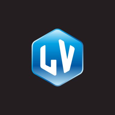 siyah zemin üzerine mavi üye ilk beyaz harflerle lv