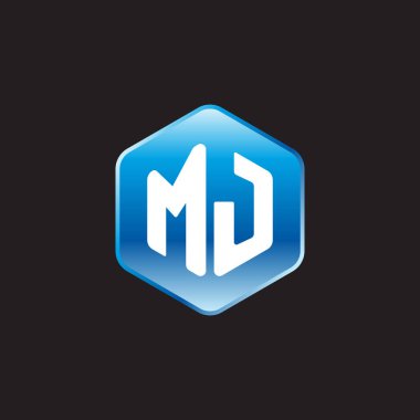 siyah zemin üzerine mavi üye ilk beyaz harflerle mj