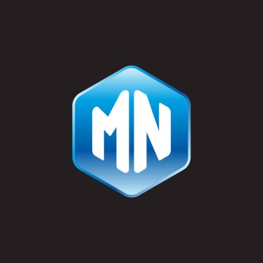 siyah zemin üzerine mavi üye ilk beyaz harflerle mn