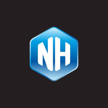 siyah zemin üzerine mavi üye nh ilk beyaz harfler