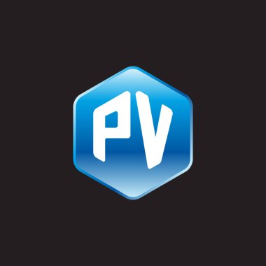 siyah zemin üzerine mavi işareti olarak pv ilk beyaz harfler