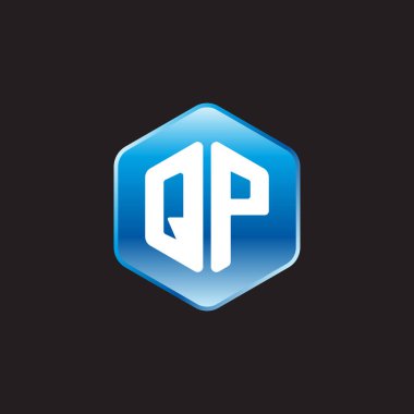 siyah zemin üzerine mavi üye qp ilk beyaz harfler