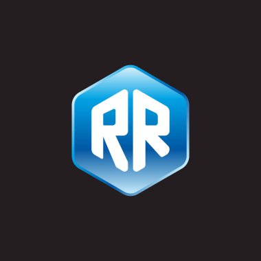 siyah zemin üzerine mavi üye rr ilk beyaz harfler