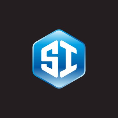 siyah zemin üzerine mavi işareti ilk beyaz harflerle si