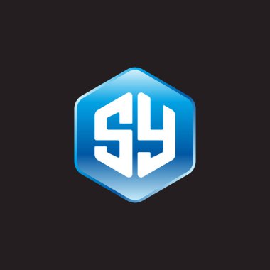 Siyah arkaplanda mavi tabelada ilk beyaz harf sy